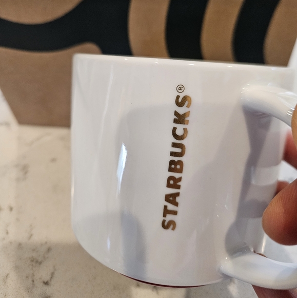 EUC 2012 White with Gold Logo Stackable 16 oz Starbucks Mug - Picture 2 of 3